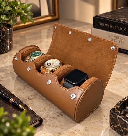 3'lü Çıtçıtlı Saat ve Takı Kutusu Pull Up Taba