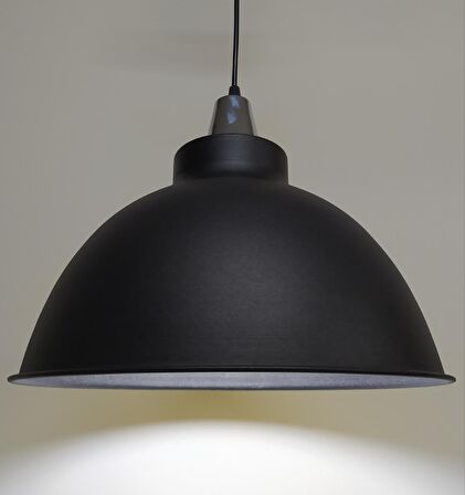 Retro Metal Sarkıt Avize Rustik Tekli Sarkıt Siyah İçi Sarı