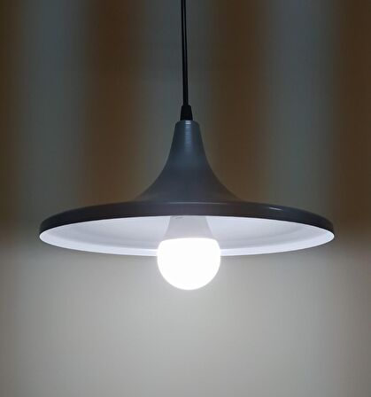 Retro Metal Sarkıt Avize Rustik Tekli Sarkıt Siyah İçi Beyaz Mutfak Cafe