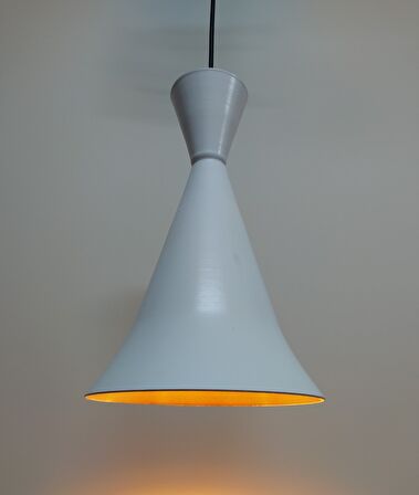 Retro Metal Sarkıt Avize Rustik Tekli Sarkıt Beyaz İçi Sarı Cafe Mutfak Aydınlatma