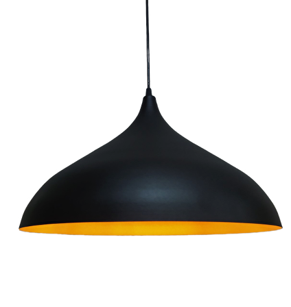 Retro Metal Sarkıt Avize Rustik Tekli Sarkıt Siyah İçi Sarı 43 cm