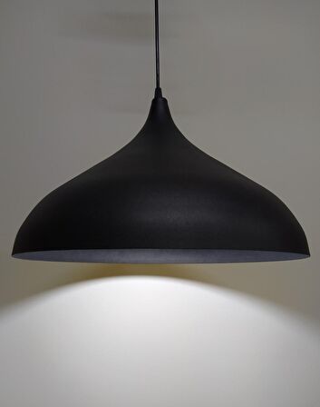 Retro Metal Sarkıt Avize Rustik Tekli Sarkıt Siyah İçi Siyah 43 cm