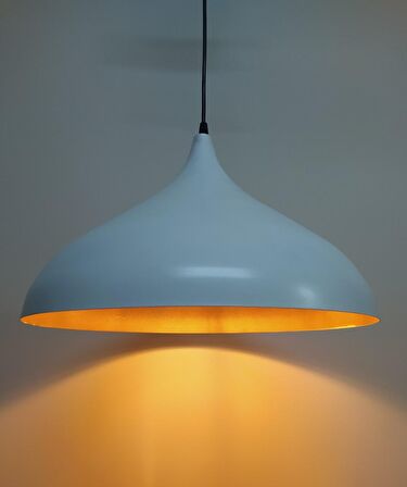 Retro Metal Sarkıt Avize Rustik Tekli Sarkıt Siyah İçi Sarı 43 cm