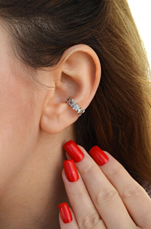 Sıra Yıldızlı Earcuff Sıkıştırma Kıkırdak Küpesi Yıldızlı