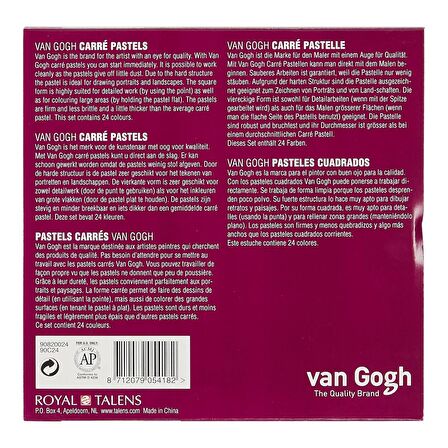 Van Gogh Carré KARE PASTEL TEMEL RENKLER SET 24'LÜ