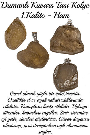 Sertifikalı Ham İşlenmemiş Dumanlı Kuvars Taşı Kolye