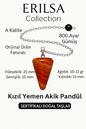 Sertifikalı Kızıl Yemen Akiği Pandül ve Kolye – Negatif Enerji Temizliği ve Farkındalık Taşı