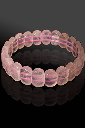 Sertifikalı Rolex Model AAA+ Kalite Gerçek Pembe Kuvars Taşı Bileklik