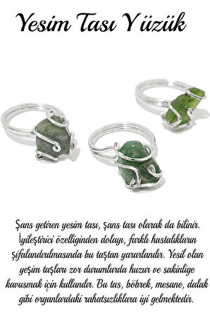 Sertifikalı Gümüş Rokoko Model Yeşim Taşı Yüzük - Ayarlamalı