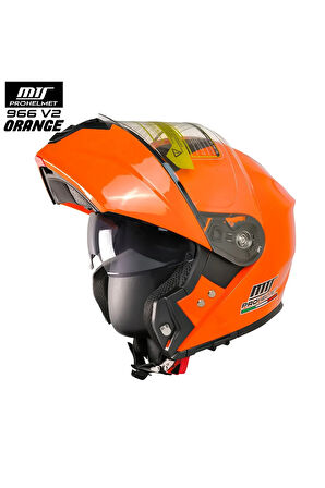 -966-V2 ÇENE AÇILIR KASK (ORANGE)
