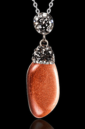 Sertifikalı Zirkon Taşlı Tamburlanmış Kahverengi Yıldız Taşı Kolye