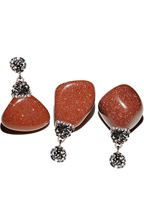 Sertifikalı Zirkon Taşlı Tamburlanmış Kahverengi Yıldız Taşı Kolye