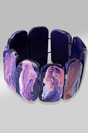 Ebruli Mor Afrika Sandal Ağacı Rolex Model Bileklik