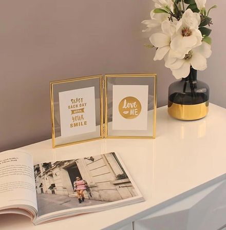 İKİLİ GOLD KENARLI METAL ÇERÇEVE ÖNÜ CAMLI  25*20 CM