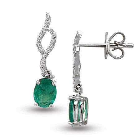 0.97 Ct Pırlantalı Zümrüt Küpe RTK18