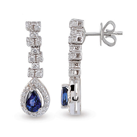 1.19 Ct Pırlantalı Safir Küpe RTK2