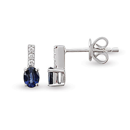 0.60 Ct Pırlantalı Safir Küpe RTK20