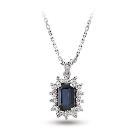 0.71 Ct Pırlanta Safir Kolye RTKL16