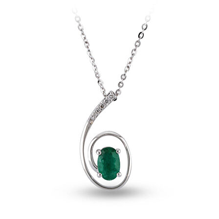 0.50 Ct Pırlanta Zümrüt Kolye RTKL17