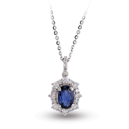 0.85 Ct Pırlanta Safir Kolye RTKL18