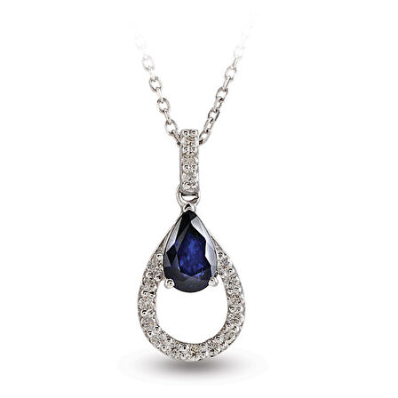 0.54 Ct Pırlanta Safir Kolye RTKL28