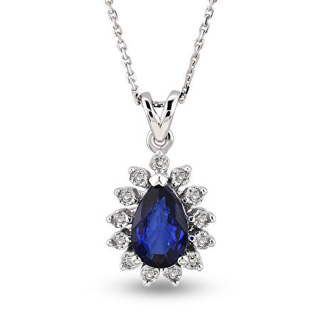 0.42 Ct Pırlanta Safir Kolye RTKL34