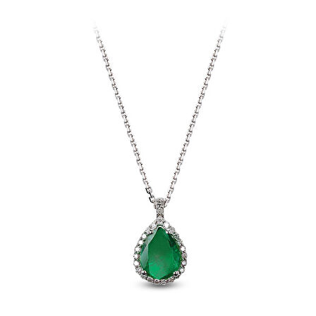 0.73 Ct Pırlanta Zümrüt Taşlı Kolye RTKL8
