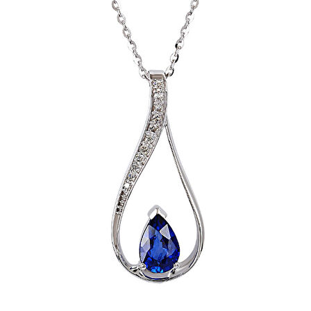 0.56 Ct Pırlanta Safir Kolye RTKL9