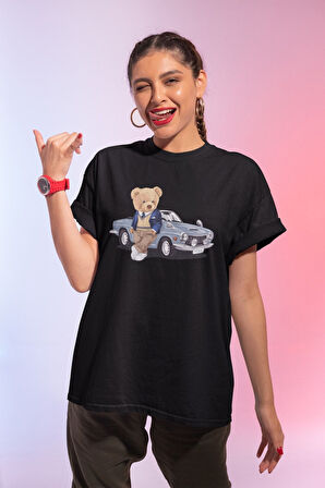 LUNAVISTA Oversize Dragon Baskılı Siyah Tshirt OVRSZTSHRT12