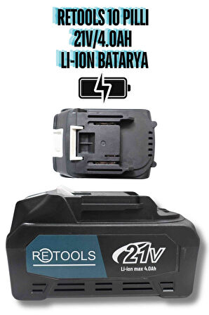 RETOOLS 10 PİLLİ Lİ-İON BATARYA 21V/4.0AH MAVİ