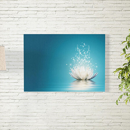 Mavi Arkaplanlı Lotus Çiçeği Poster 50X70 CM