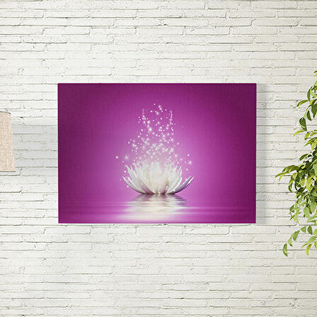 Mor Arkaplanlı Lotus Çiçeği Poster 35X50 CM