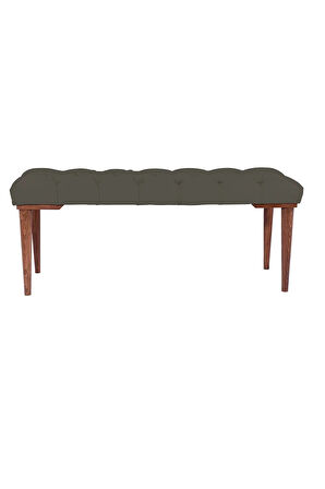 Gazzini Classic Retro Gürgen Ayak Chester Model Kapitoneli Antrasit Puf Bench - Ceviz Ayak