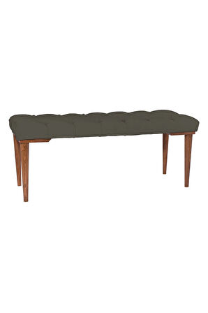 Gazzini Classic Retro Gürgen Ayak Chester Model Kapitoneli Antrasit Puf Bench - Ceviz Ayak