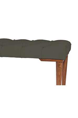 Gazzini Classic Retro Gürgen Ayak Chester Model Kapitoneli Antrasit Puf Bench - Ceviz Ayak