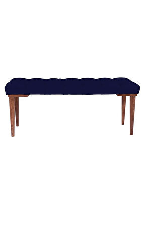 Gazzini Classic Retro Gürgen Ayak Chester Model Kapitoneli Mavi Puf Bench - Ceviz Ayak