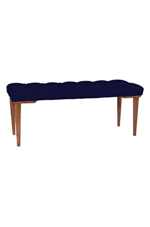 Gazzini Classic Retro Gürgen Ayak Chester Model Kapitoneli Mavi Puf Bench - Ceviz Ayak