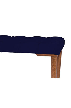 Gazzini Classic Retro Gürgen Ayak Chester Model Kapitoneli Mavi Puf Bench - Ceviz Ayak
