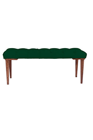 Gazzini Classic Retro Gürgen Ayak Chester Model Kapitoneli Yeşil Puf Bench - Ceviz Ayak