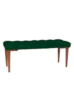 Gazzini Classic Retro Gürgen Ayak Chester Model Kapitoneli Yeşil Puf Bench - Ceviz Ayak