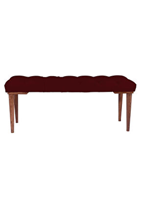 Gazzini Classic Retro Gürgen Ayak Chester Model Kapitoneli Bordo Puf Bench - Ceviz Ayak