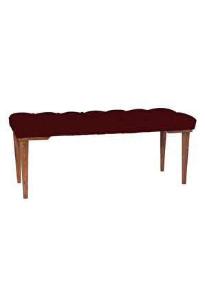 Gazzini Classic Retro Gürgen Ayak Chester Model Kapitoneli Bordo Puf Bench - Ceviz Ayak