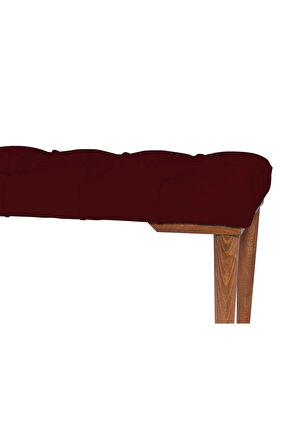 Gazzini Classic Retro Gürgen Ayak Chester Model Kapitoneli Bordo Puf Bench - Ceviz Ayak