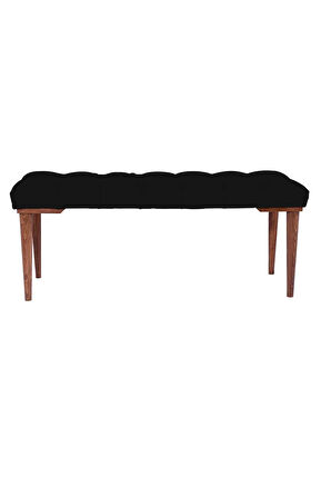 Gazzini Classic Retro Gürgen Ayak Chester Model Kapitoneli Siyah Puf Bench - Ceviz Ayak