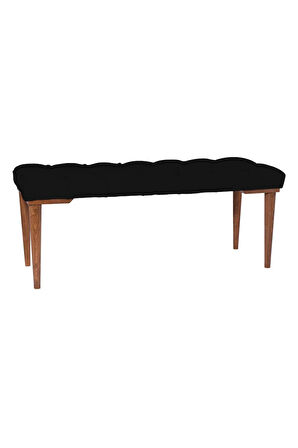 Gazzini Classic Retro Gürgen Ayak Chester Model Kapitoneli Siyah Puf Bench - Ceviz Ayak
