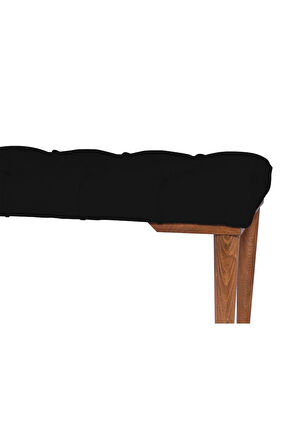 Gazzini Classic Retro Gürgen Ayak Chester Model Kapitoneli Siyah Puf Bench - Ceviz Ayak