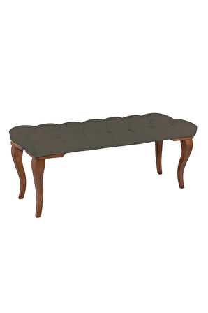 Gazzini Classic Lükens Gürgen Ayak Chester Model Kapitoneli Antrasit Puf Bench - Ceviz Ayak