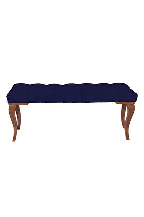 Gazzini Classic Lükens Gürgen Ayak Chester Model Kapitoneli Mavi Puf Bench - Ceviz Ayak