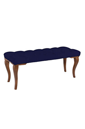 Gazzini Classic Lükens Gürgen Ayak Chester Model Kapitoneli Mavi Puf Bench - Ceviz Ayak
