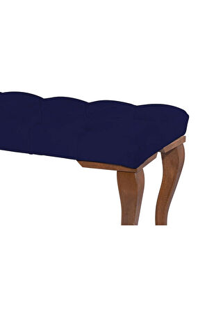 Gazzini Classic Lükens Gürgen Ayak Chester Model Kapitoneli Mavi Puf Bench - Ceviz Ayak